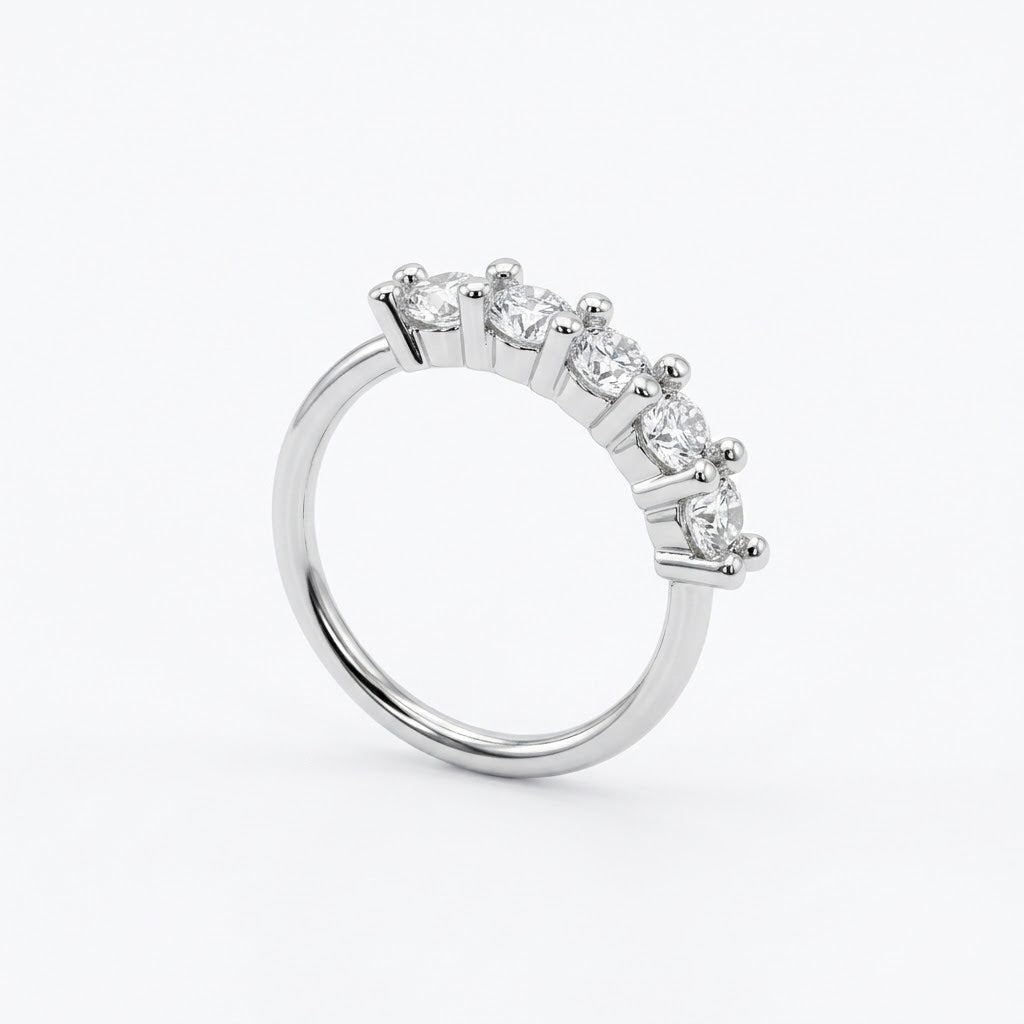 Silver Penta Crown Diamond Nose Ring