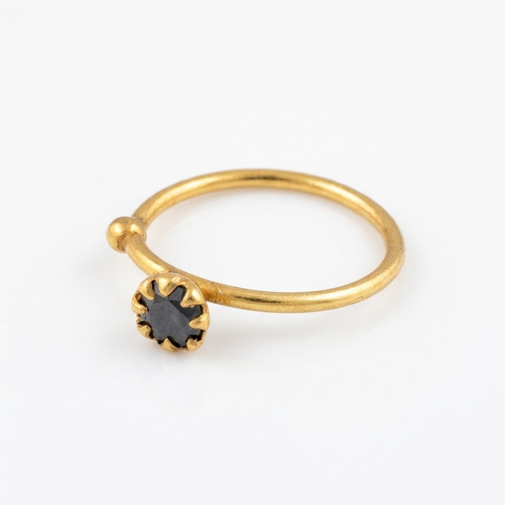 Red Single Diamond Full Clasp Nose Ring