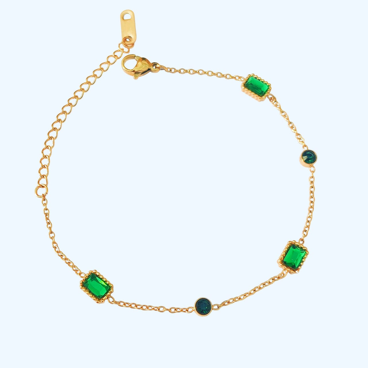 Slim Green Rhinestone Bracelet - Stainless Steel