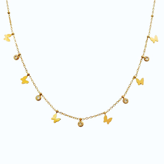Butterfly Diamond Necklace - Stainless Steel