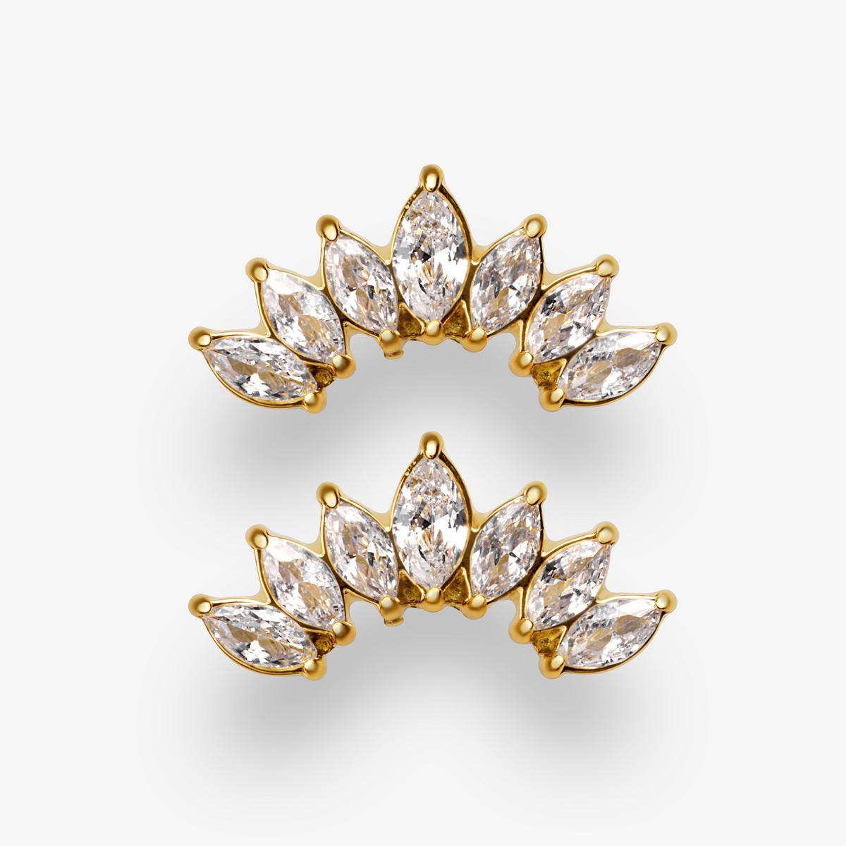 Cluster Leaf Stud Earrings - Stainless Steel