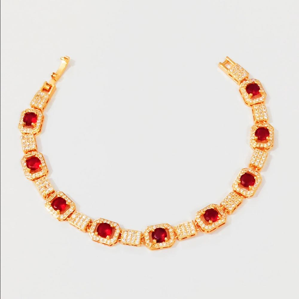 Garnet Red Gold Zircon Bracelet - Premium Quality China Gold