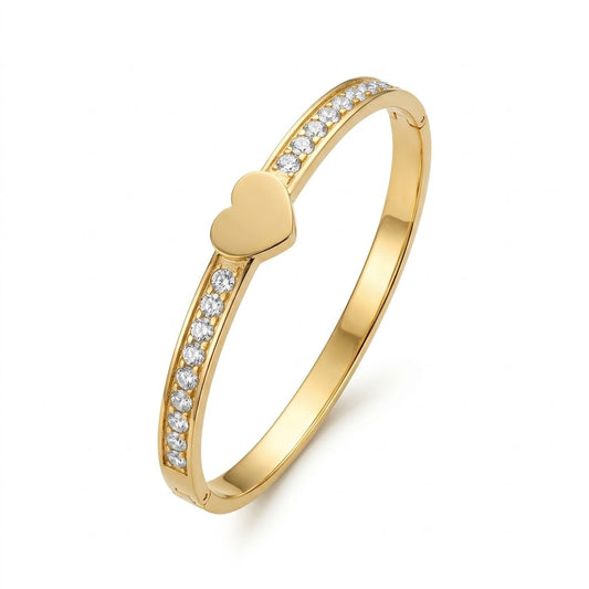 Minimalist Heart Row Diamond Bracelet - Stainless Steel