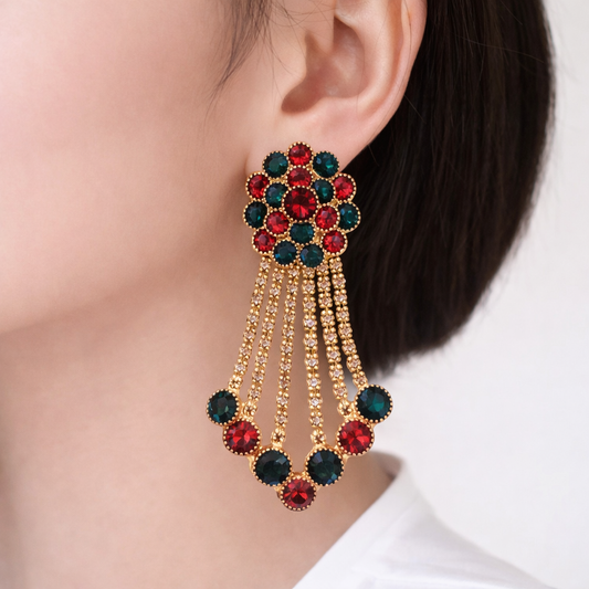 Round Diamond Flower Earrings - Local Heritage