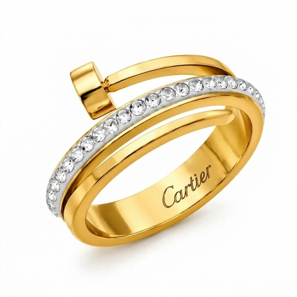 Stoned Nail Ring - Stainless Steel