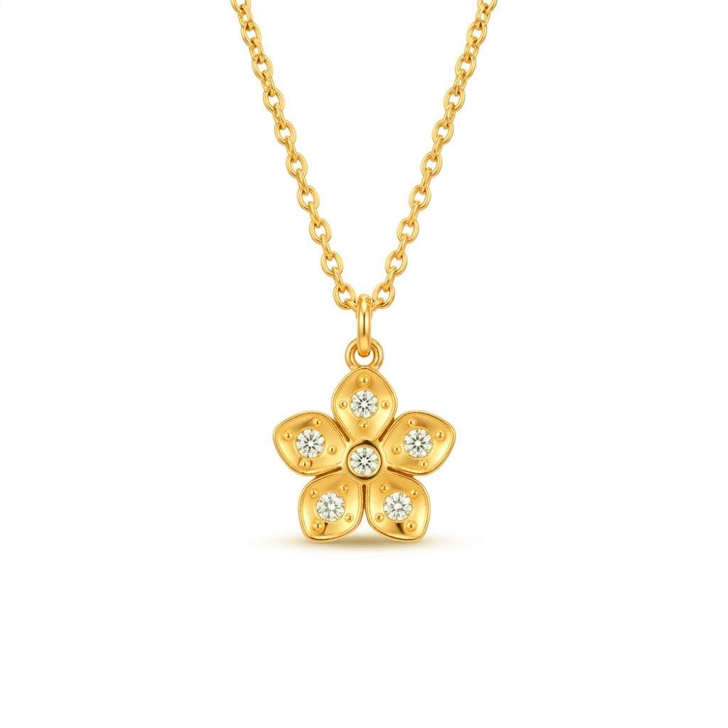 Crystal Flower Pendant - Stainless Steel