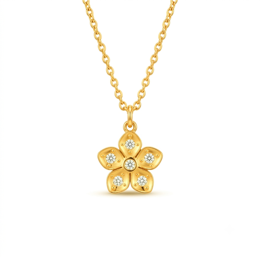 Crystal Flower Pendant - Stainless Steel