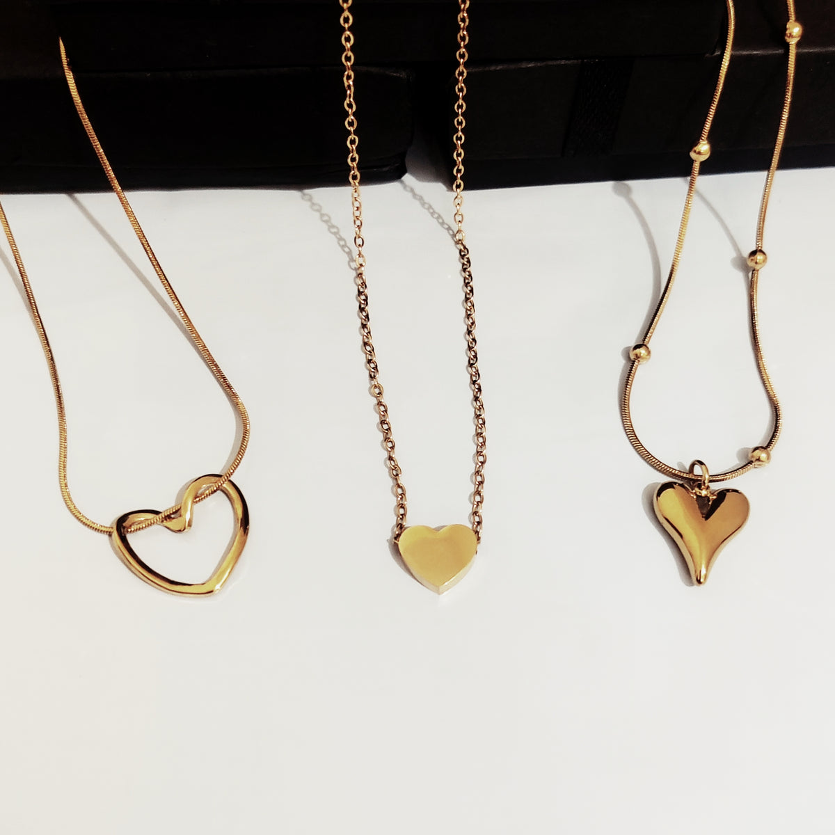 3 Heart Necklaces (Hollow + Mini + Arrow) - Stainless Steel