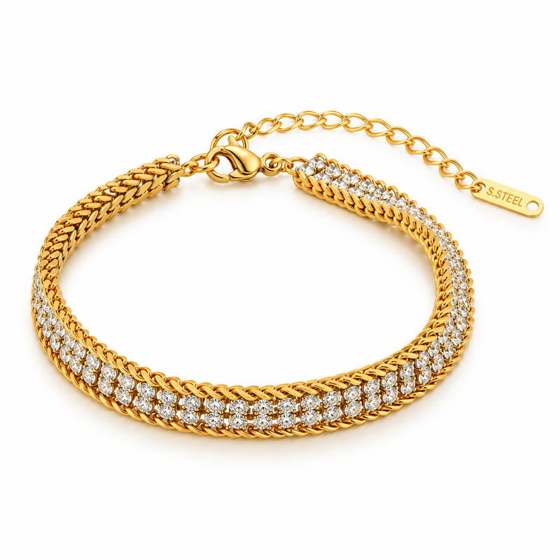 Double Row Stud Luster Bracelet - Stainless Steel