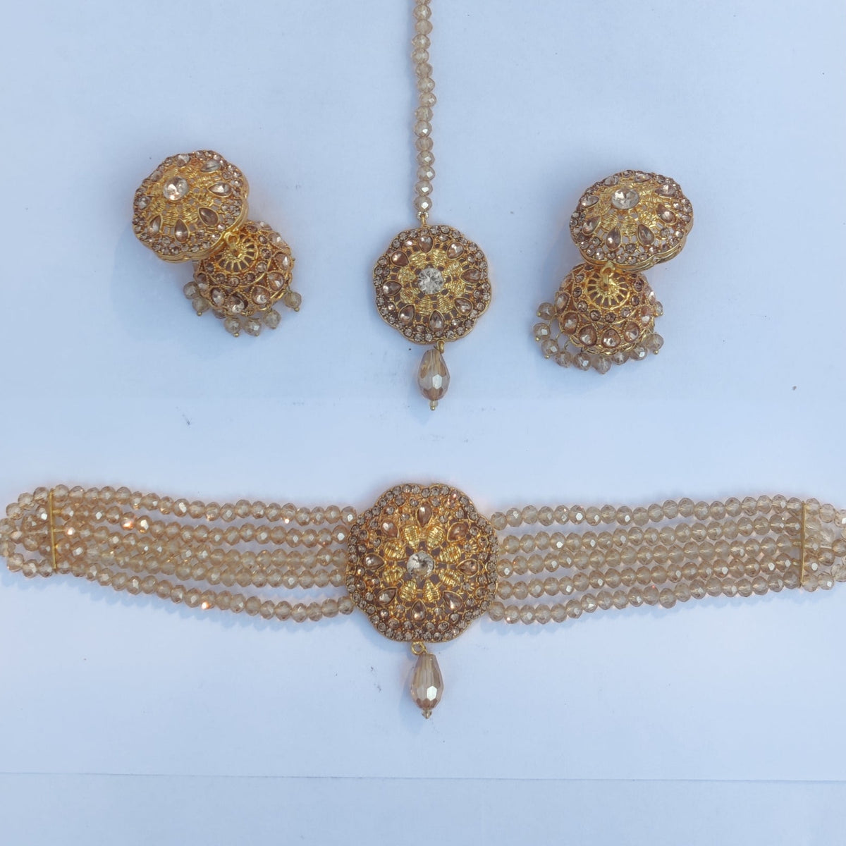 Mughal Queens Set (Necklace + Earrings + Head Ornament) - Cultural Handmade