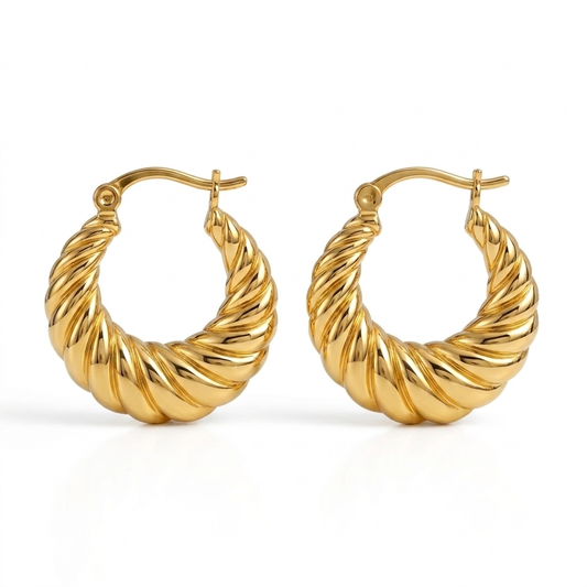 Crossaint Half Moon Earrings - Stainless Steel