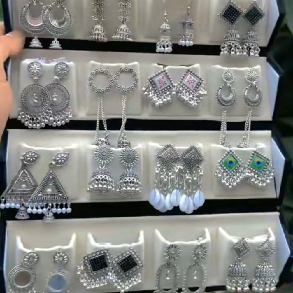 Foldable Velvet 16 Meenakari Jhumka Box