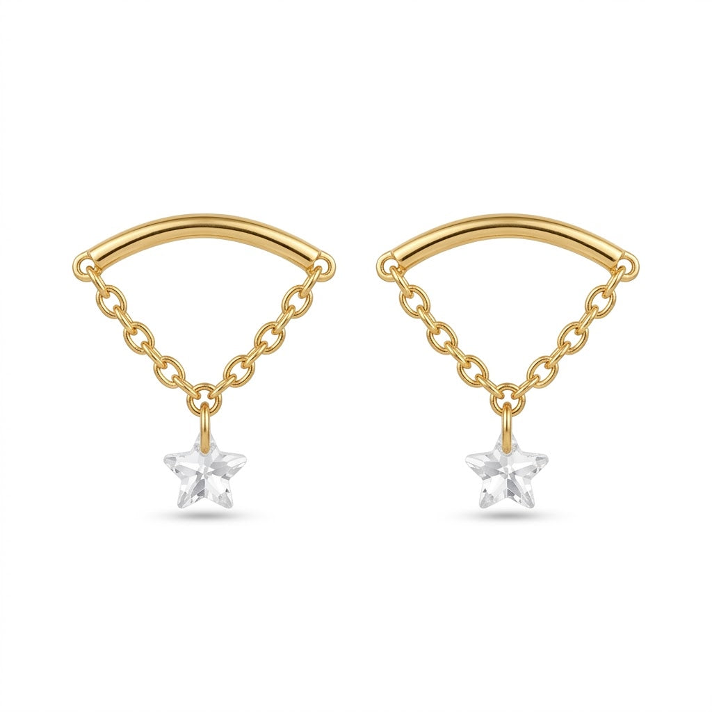 Triangle Star Stud Earrings - Stainless Steel