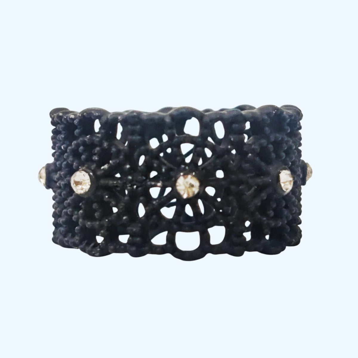 Black Flower Pattern Ring - China Gold