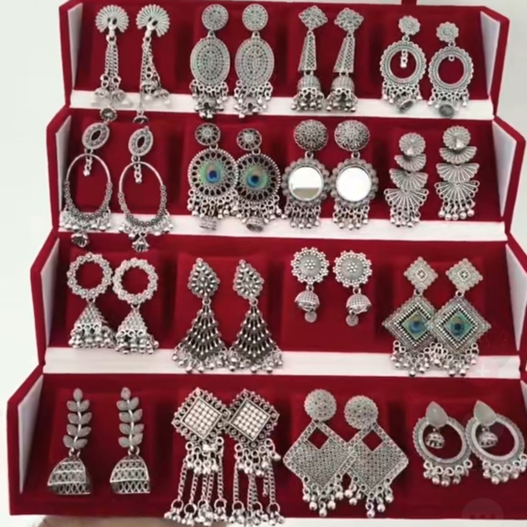Foldable Velvet 16 Meenakari Jhumka Box
