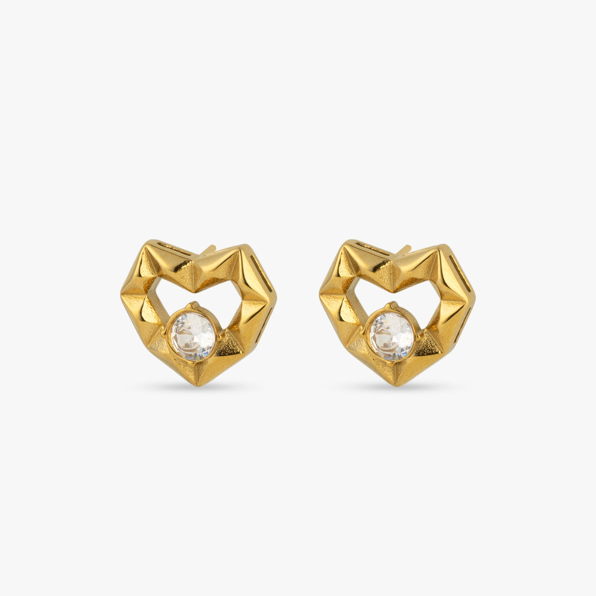 Diamond Heart Ear Tops - Stainless Steel