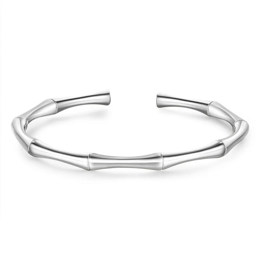 Silver Bamboo Open Bracelet - Stainless Steel