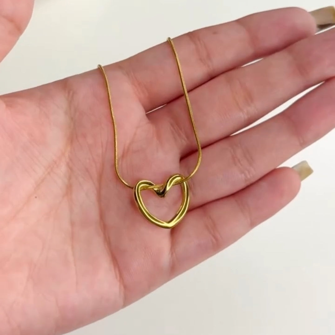 Hollow Heart Necklace - Stainless Steel