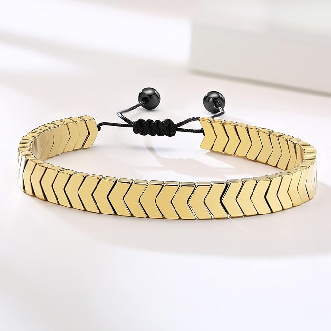 Golden Hematite Arrow Adjustable Bracelet - Stainless Steel