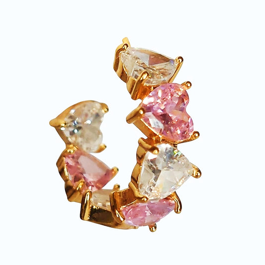 Pink Crystal Heart Earrings - China Gold