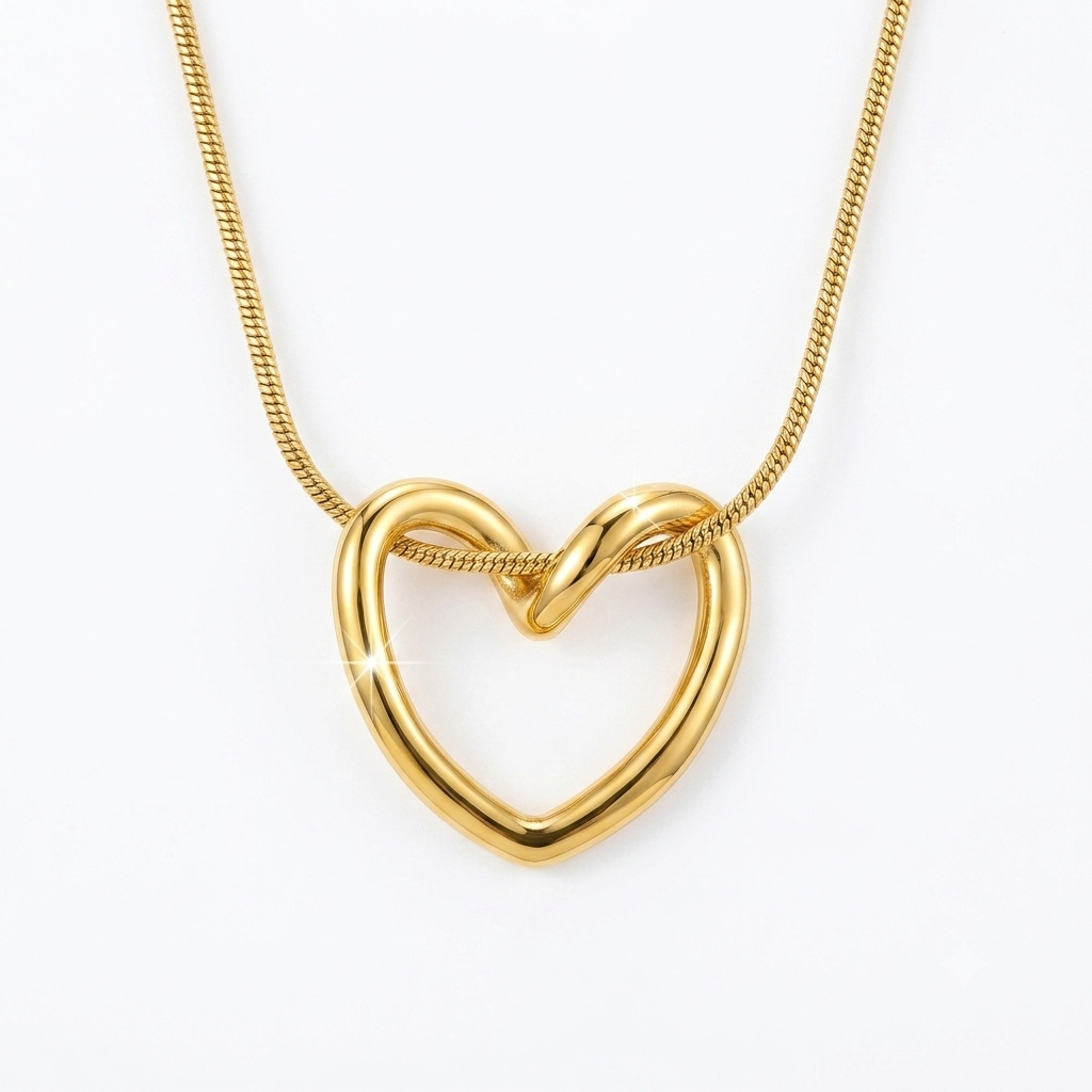 Hollow Heart Necklace - Stainless Steel