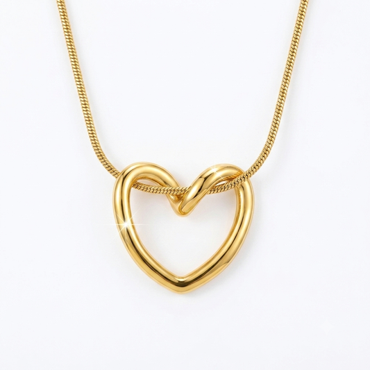 Hollow Heart Necklace - Stainless Steel