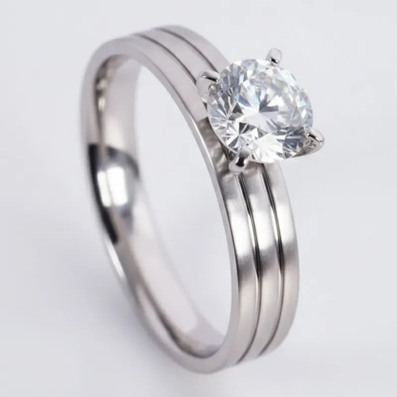 Silver Diamond Couple Ring