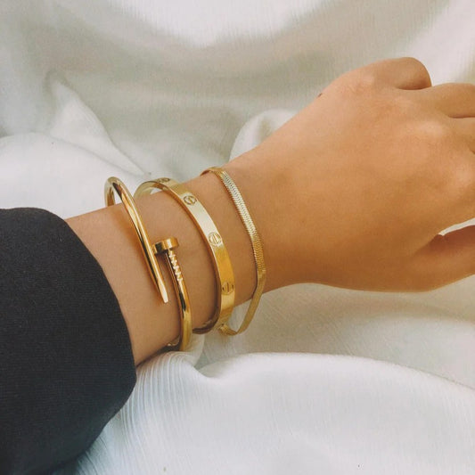 3 Bracelets (Cartier + Screw Nail +Snake) - Stainless Steel